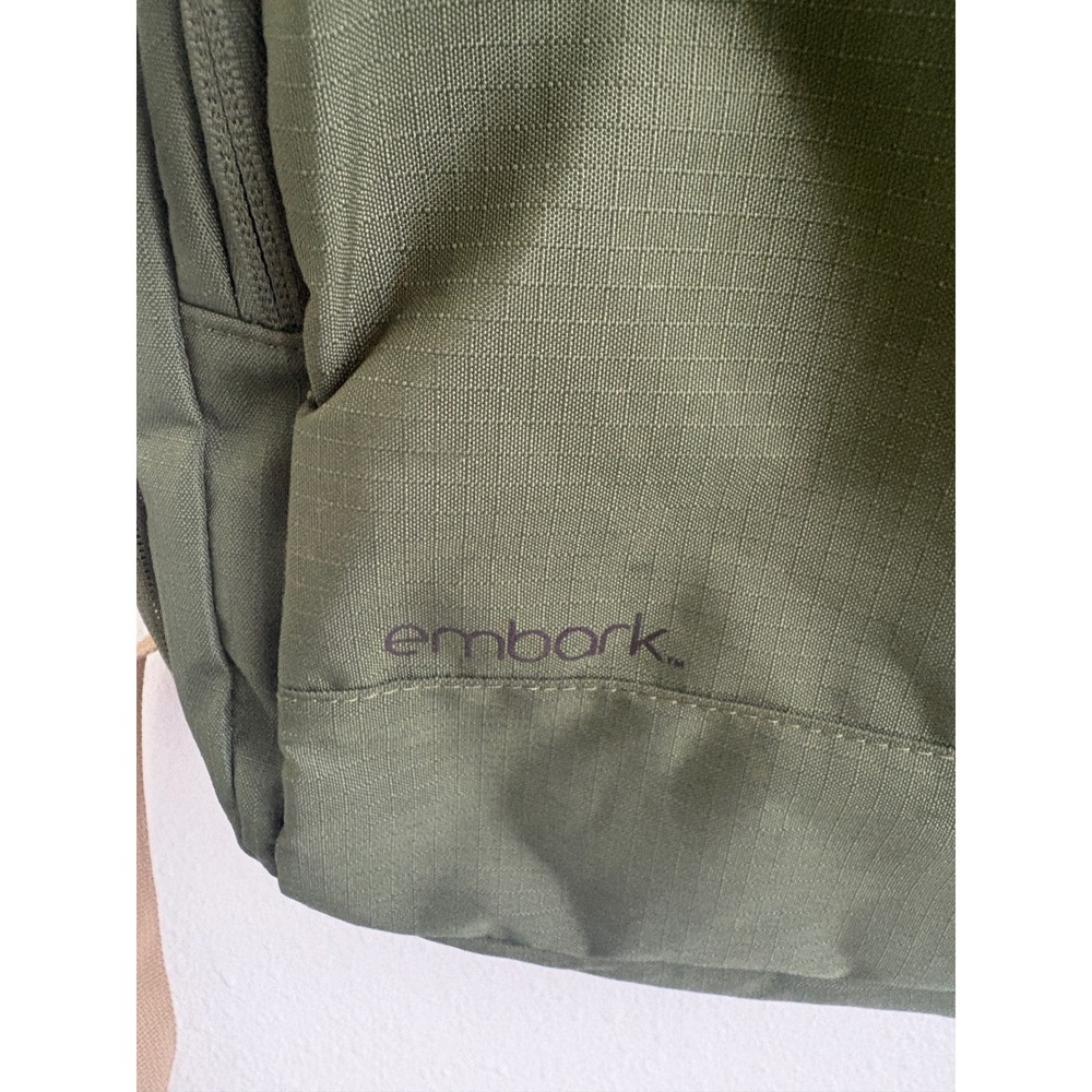 Embark Olive Green Ripstop Laptop Backpack Multi-Pocket Travel School Bag Mens - Picture 2 of 10